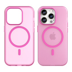 Мягкий чехол розового цвета с поддержкой MagSafe для iPhone 14 Pro, серия Frosted Magnetic
