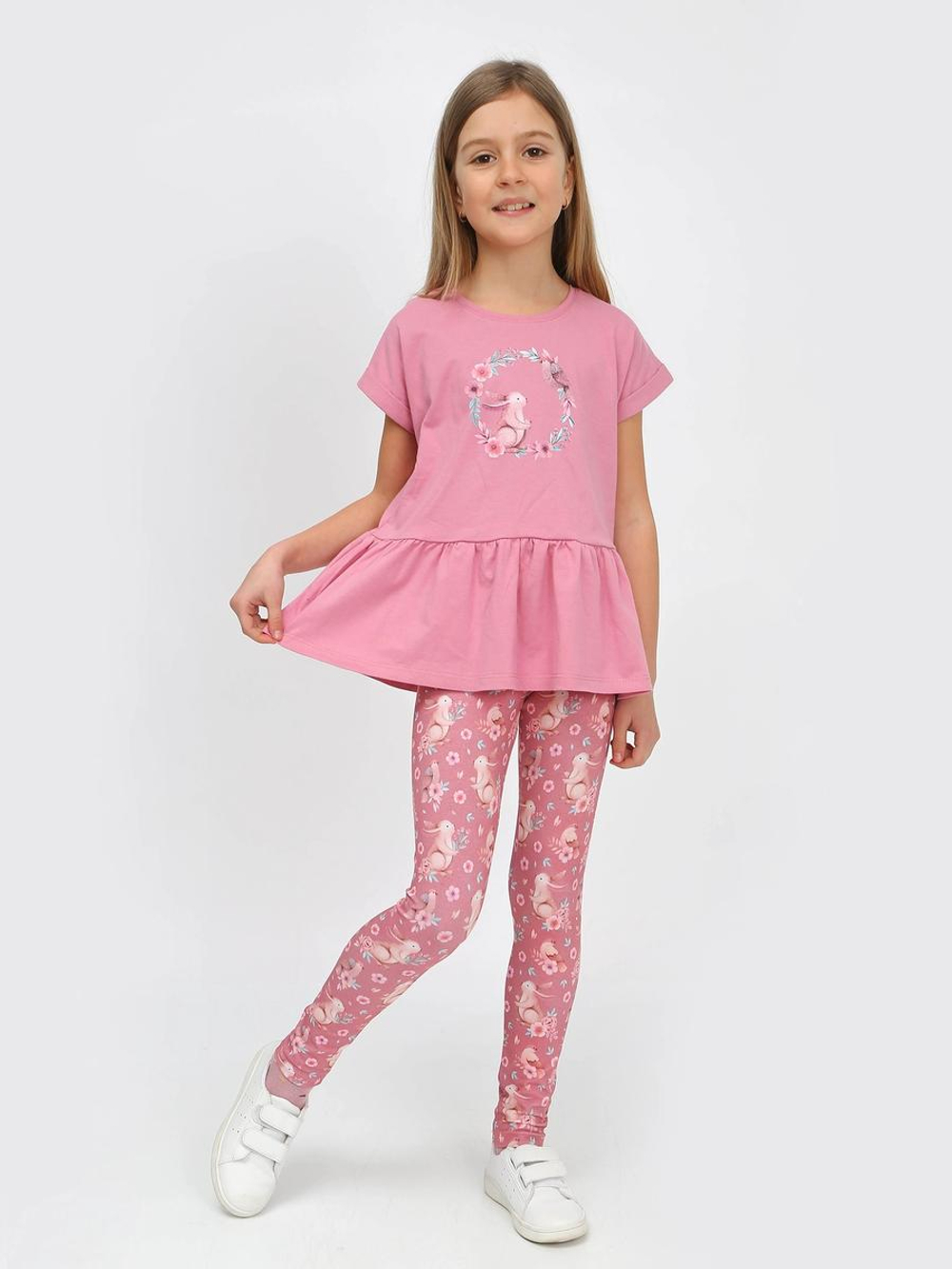 Костюм (футболка + лосины) для девочек "Нора-1" розовый, р.146 (Ивашка), 1 шт.