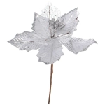 Украшение новогоднее «Пуансеттия - Перламутр» 18 см, Серебро