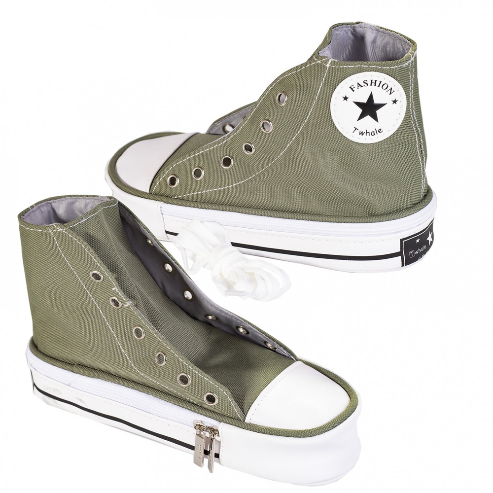 Пенал - косметичка Alingar, ткань, молния, форма-кеды, 130 х 210 мм, "Кеды", ассорти