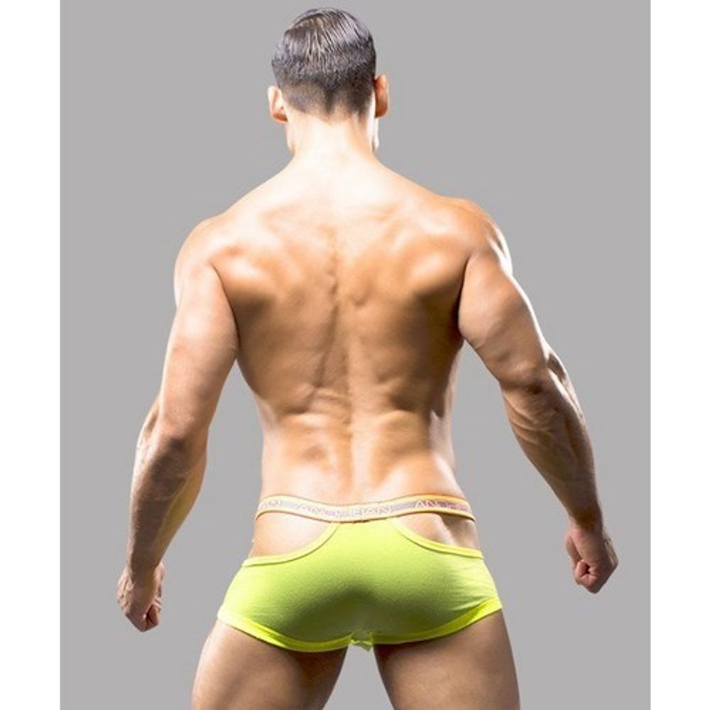 Мужские трусы боксеры cалатовые с вырезами по бокам  Andrew Christian Glow Elastic Push Boxers  AC9641