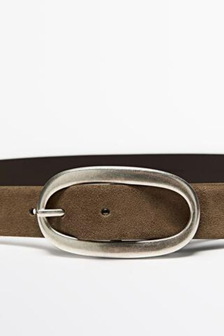 Massimo Dutti Ремень из замши, кротово-коричневый