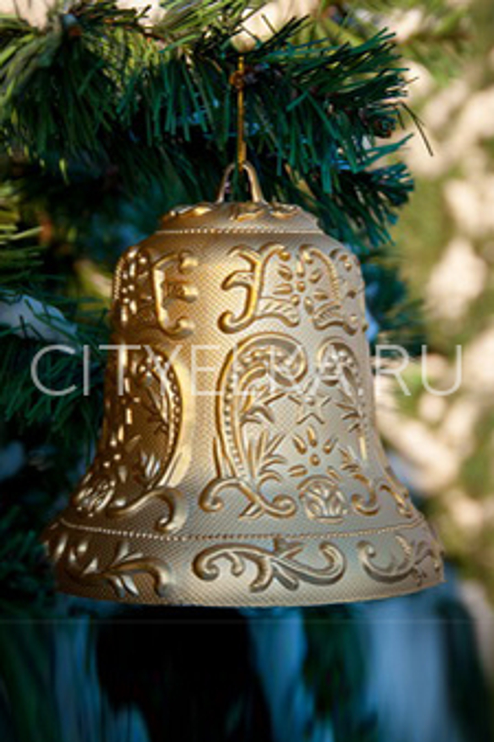 Колокольчик матовый с узорами, золотой