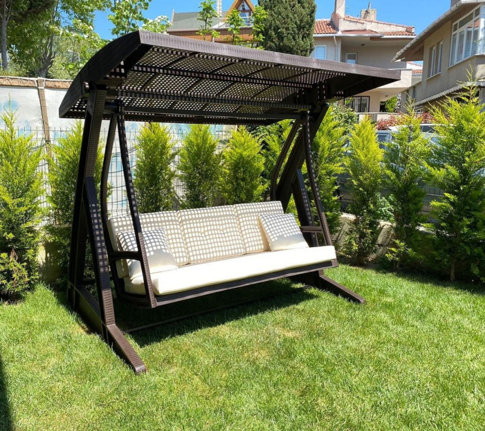 Качели пластиковые плетеные с подушкой Siesta Contract Hawaii, коричневый