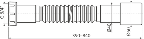 Гибкое соединение Alcadrain 6х4х40/50 пластик (A770)