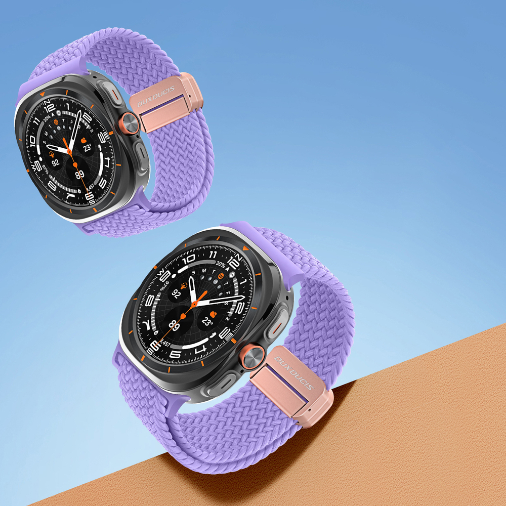 Эластичный ремешок фиолетового цвета (Purple) от Dux Ducis для смарт часов Samsung Watch Ultra 47MM, серия Strap (Mixture Pro Series)