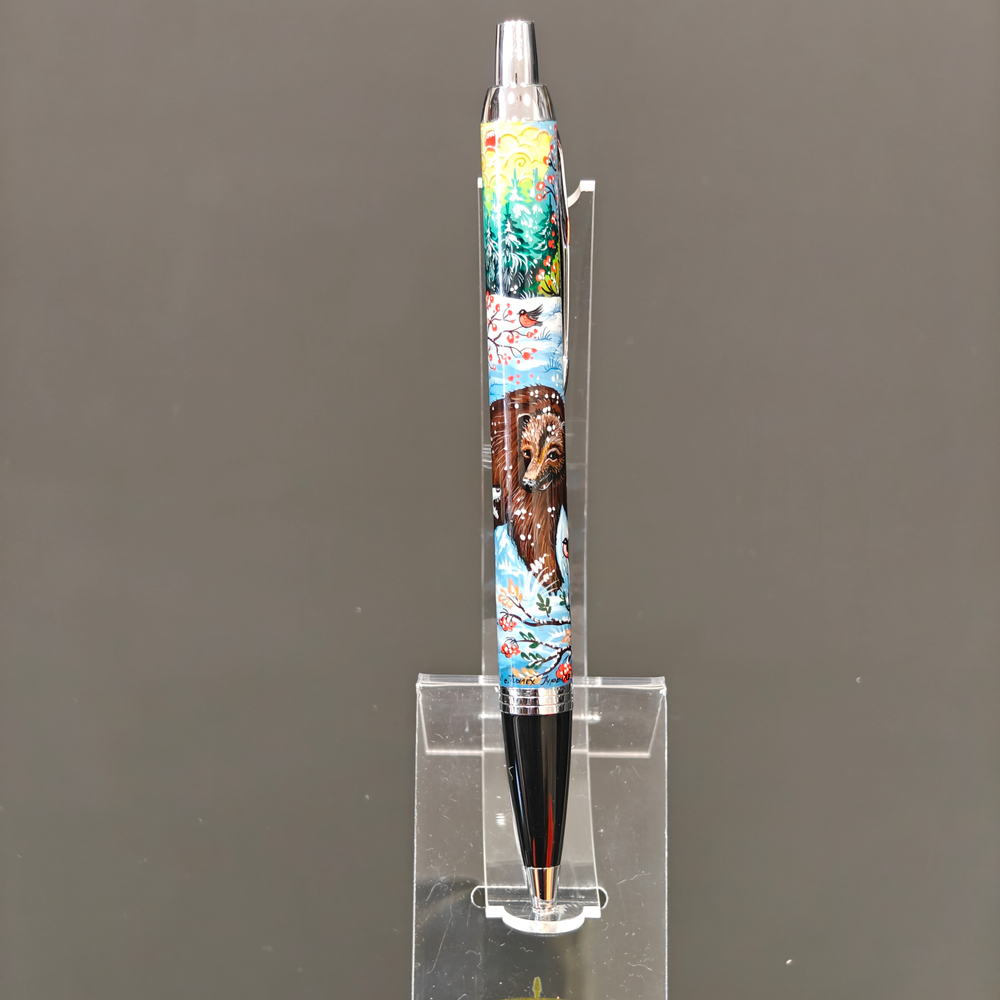 Ручка "Схватка" с ручной росписью Палех в коробке