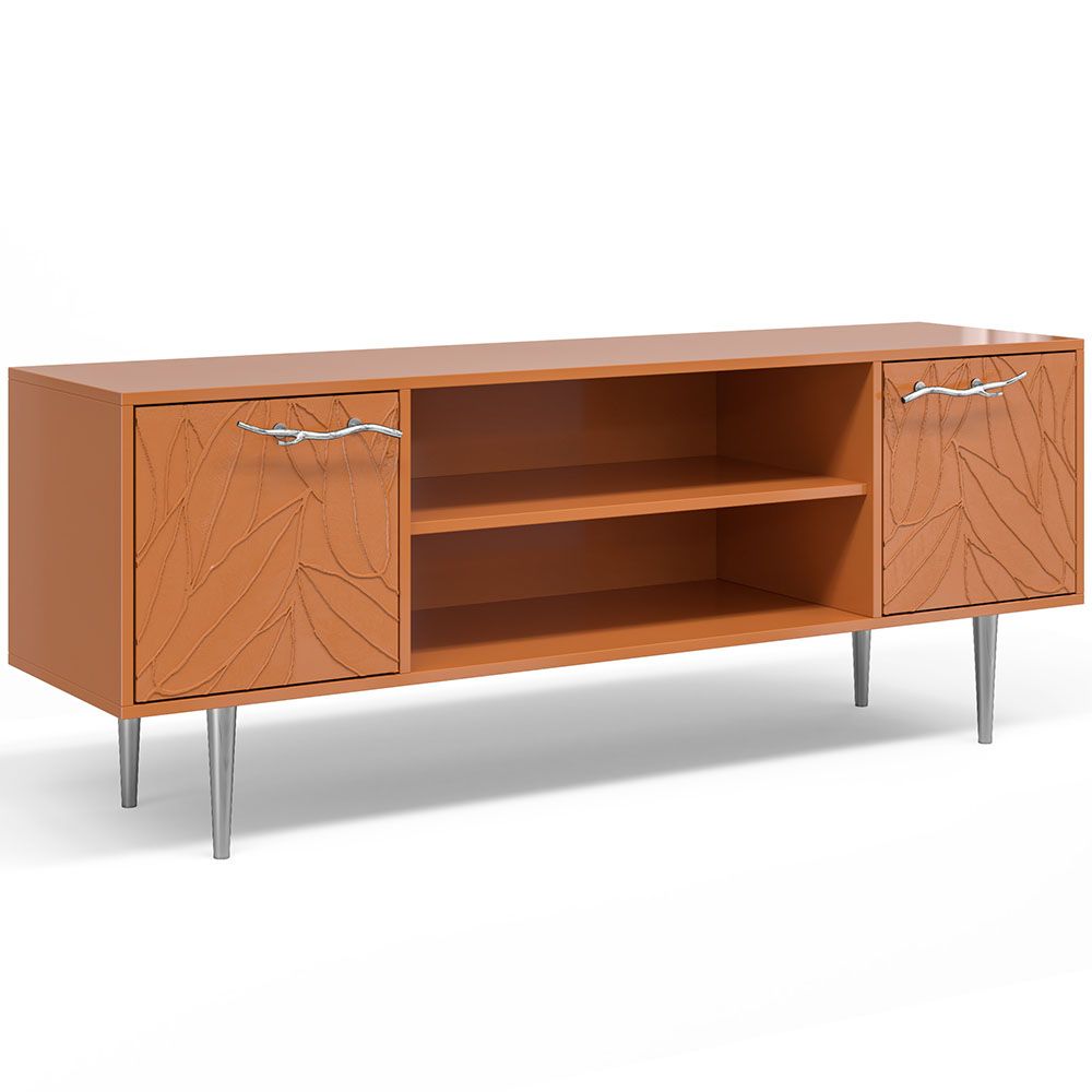 Тумба под ТВ Арт Колор leaves 155см Стайл Сильвер Томленый оранжевый