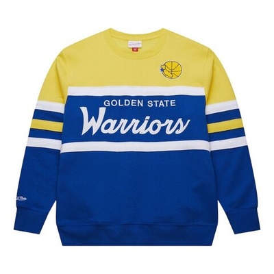 Толстовка Mitchell&Ness NBA Vintage Logo Head Coach Fleece Pullover Golden State Warriors Yellow-Blue