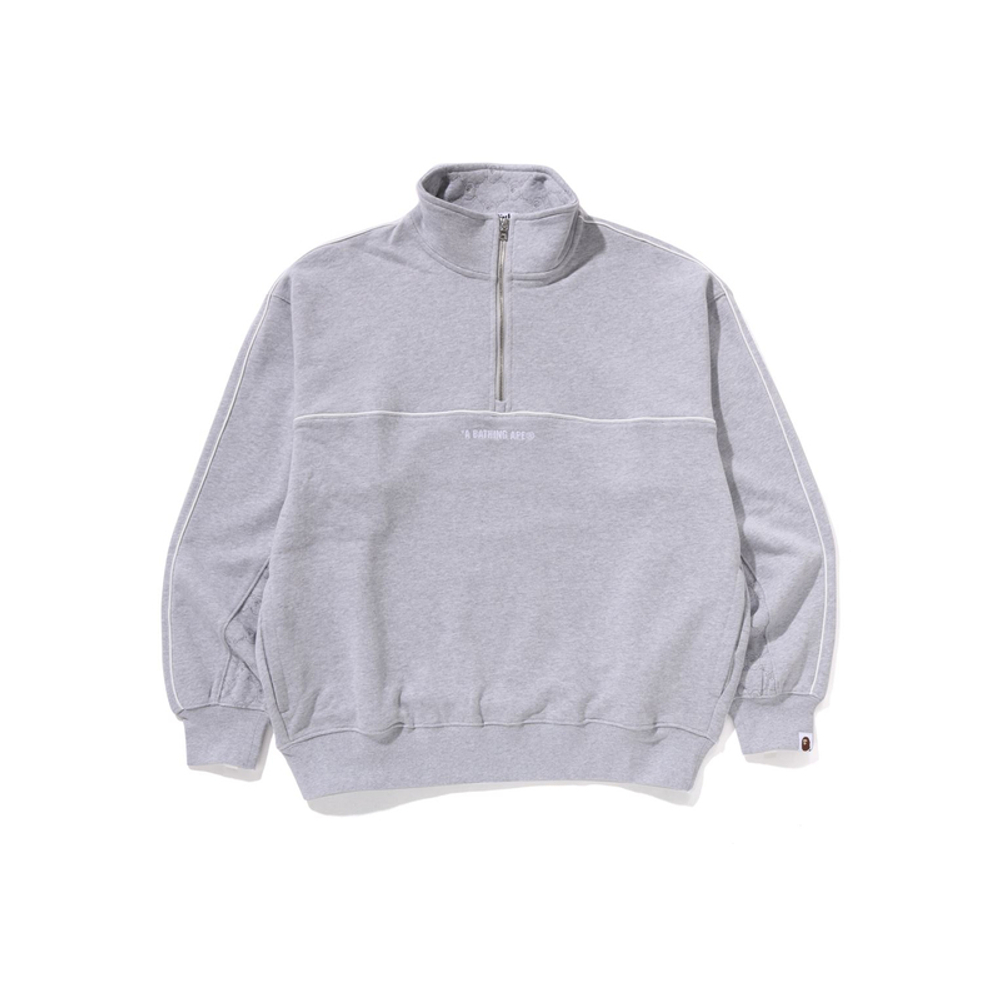 A Bathing Ape College Monogram Logo Half Zip Relax Fit Crewneck Свитшот