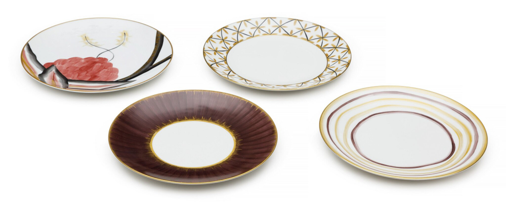 Набор тарелок для салата или десерта 4шт 21см Marie Daage Verdure Onde Tambourin Ruban