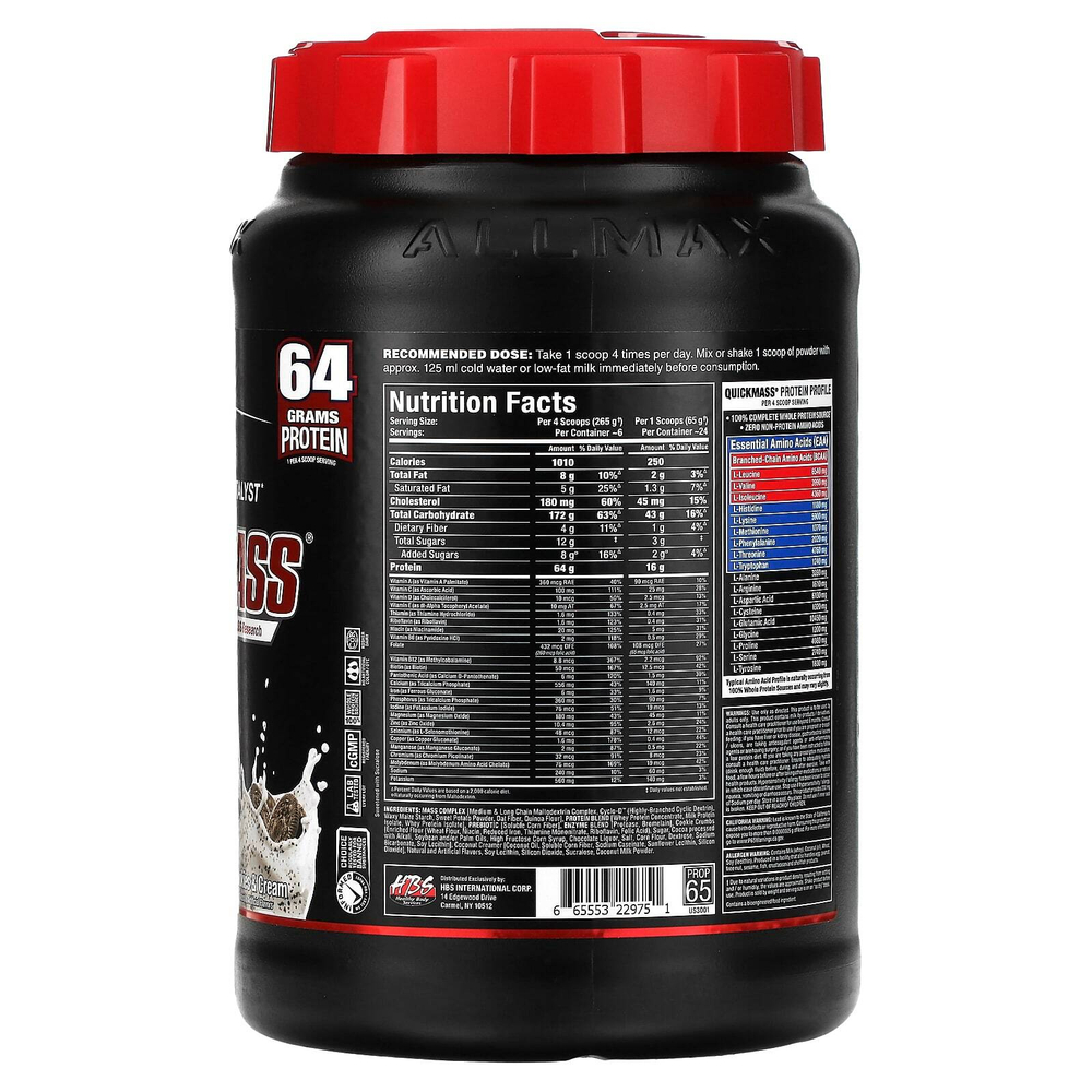 ALLMAX, QuickMass®, катализатор для быстрого набора массы, печенье и сливки, 1,59 кг (3,5 фунта)