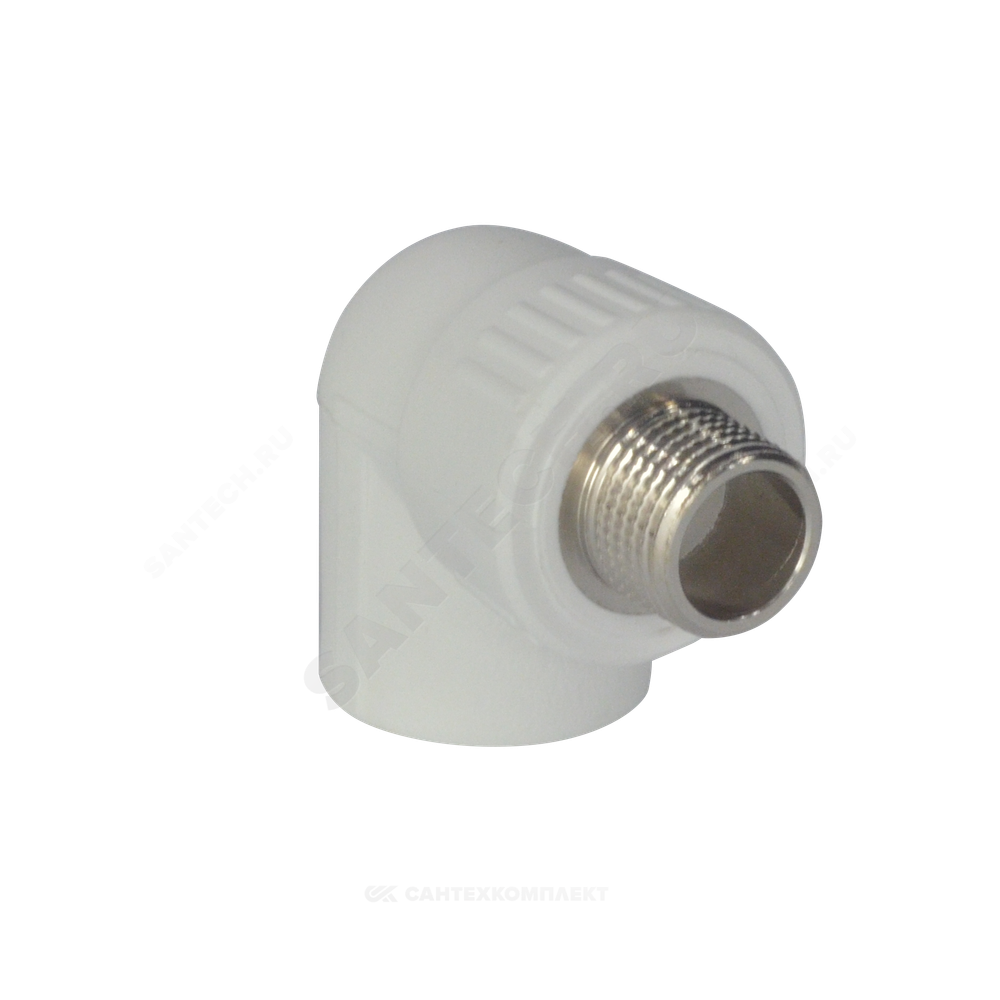 Угольник PP-R комбинированный белый Дн 25х1/2"х90гр НР ZFPCL