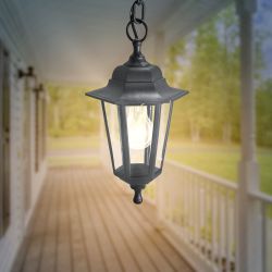 Садово-парковый светильник ЭРА НСУ 06-60-001 черный 6 гранный подвесной IP44 Е27 max60Вт