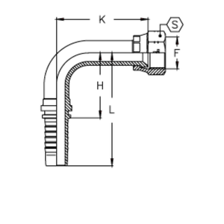Фитинг DN 06 JIC (Г) 7/16 (90) (удлинен.)