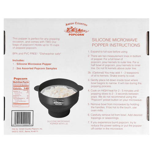 Amish Country Popcorn, силиконовая единица для попкорна, для разогревания в микроволновой печи, серый, 4 шт.