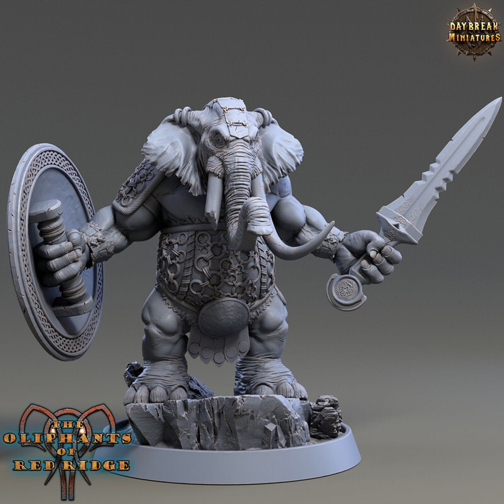 Локсодон Слон Воин Паладин Варвар Файтер Рыцарь миниатюра для dnd, днд, pathfinder, фентези, Настольная игра, НРИ, Варгейм, РПГ