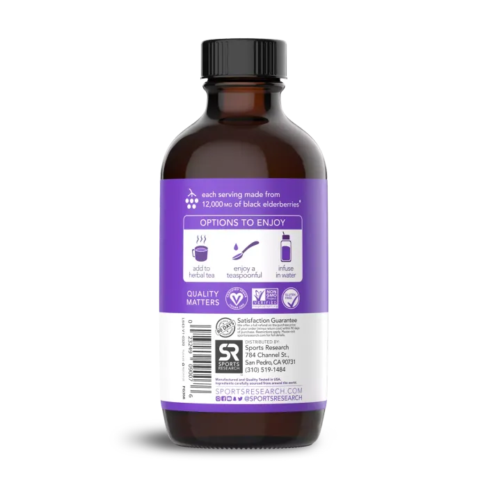 Сироп из бузины, Elderberry Syrup, Sports Research, 120 мл 2