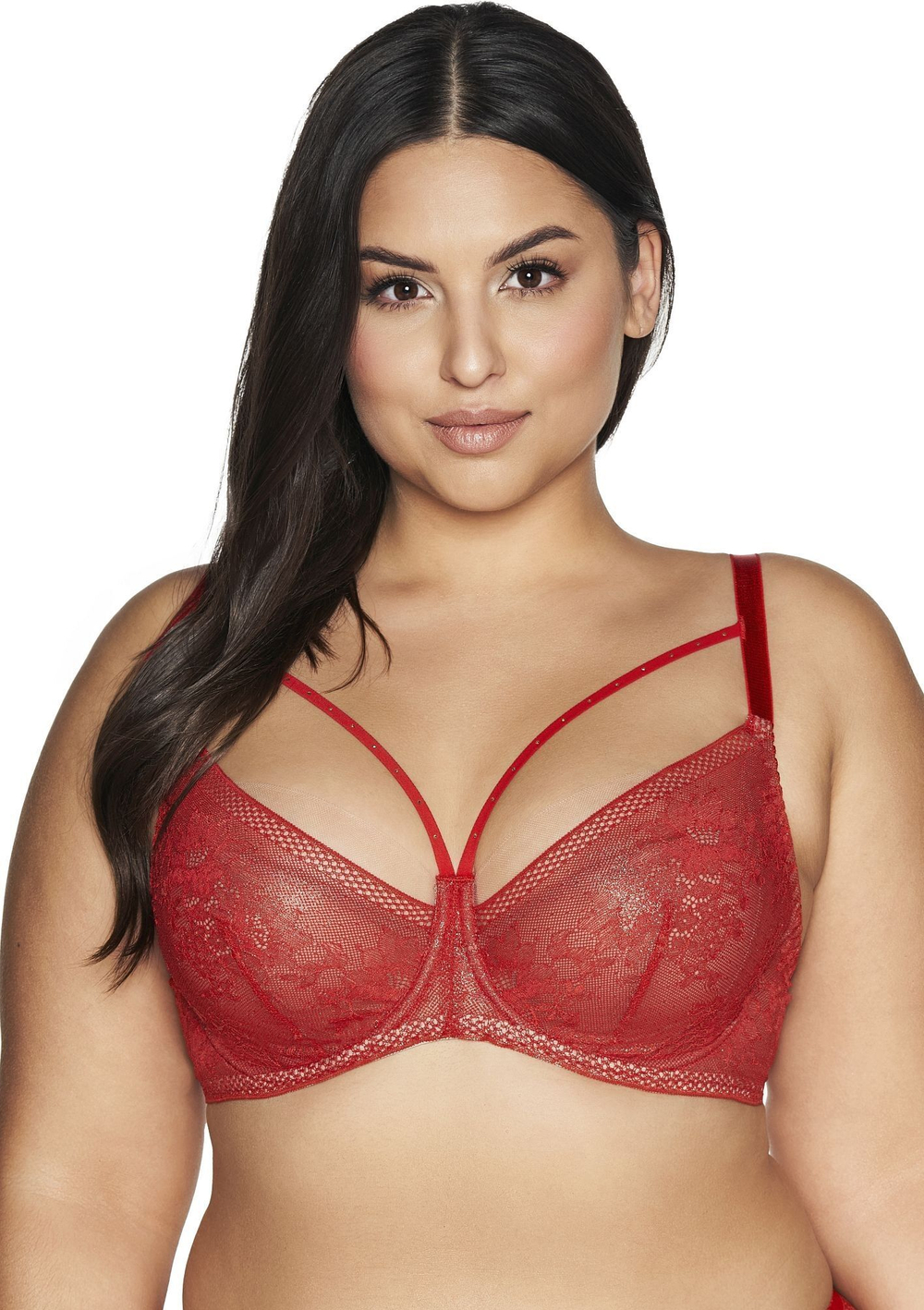 Бюстгальтер Crown с мягкой чашкой из блестящего кружева (Размер: 90F) (Цвет: красный)