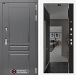 Дверь Входная Лабиринт Платинум С зеркалом Панорама с тонировкой Черный кварц,