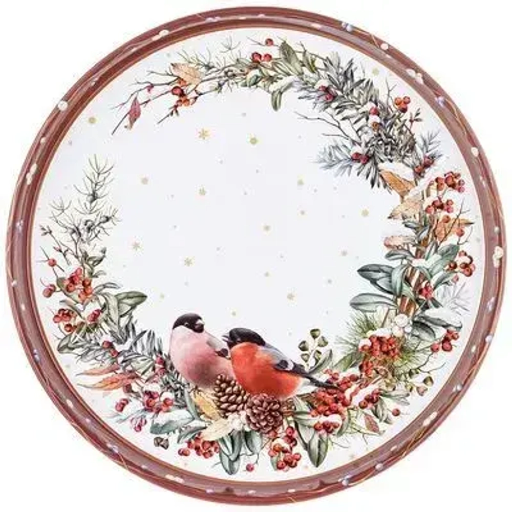 ПОДНОС СЕРВИРОВОЧНЫЙ AGNESS КОЛЛЕКЦИЯ «СНЕГИРИ» КРАСНЫЙ 33*2,1 СМ