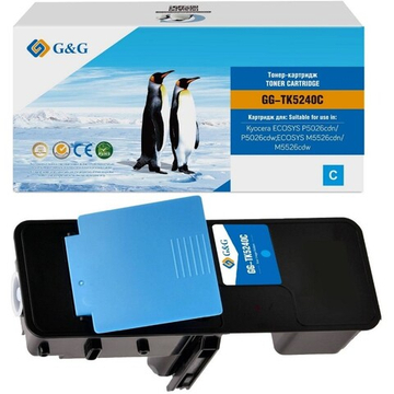 Тонер-картридж G&G, аналог Kyocera TK-5240C для Ecosys M5526/P5026 голубой (3k)