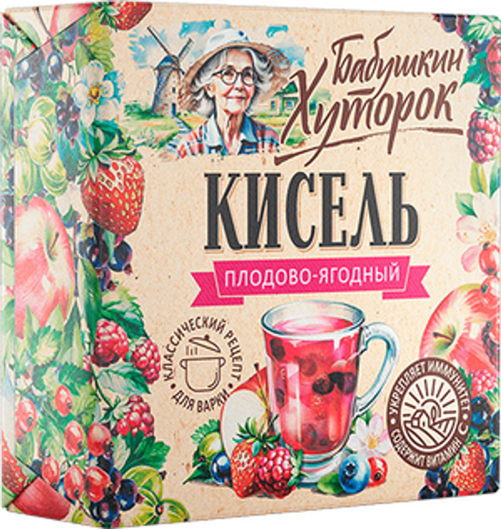 БАБУШКИН ХУТОРОК кисель (БРИКЕТ) ПЛОДОВО-ЯГОДНЫЙ 180гр (1х20)