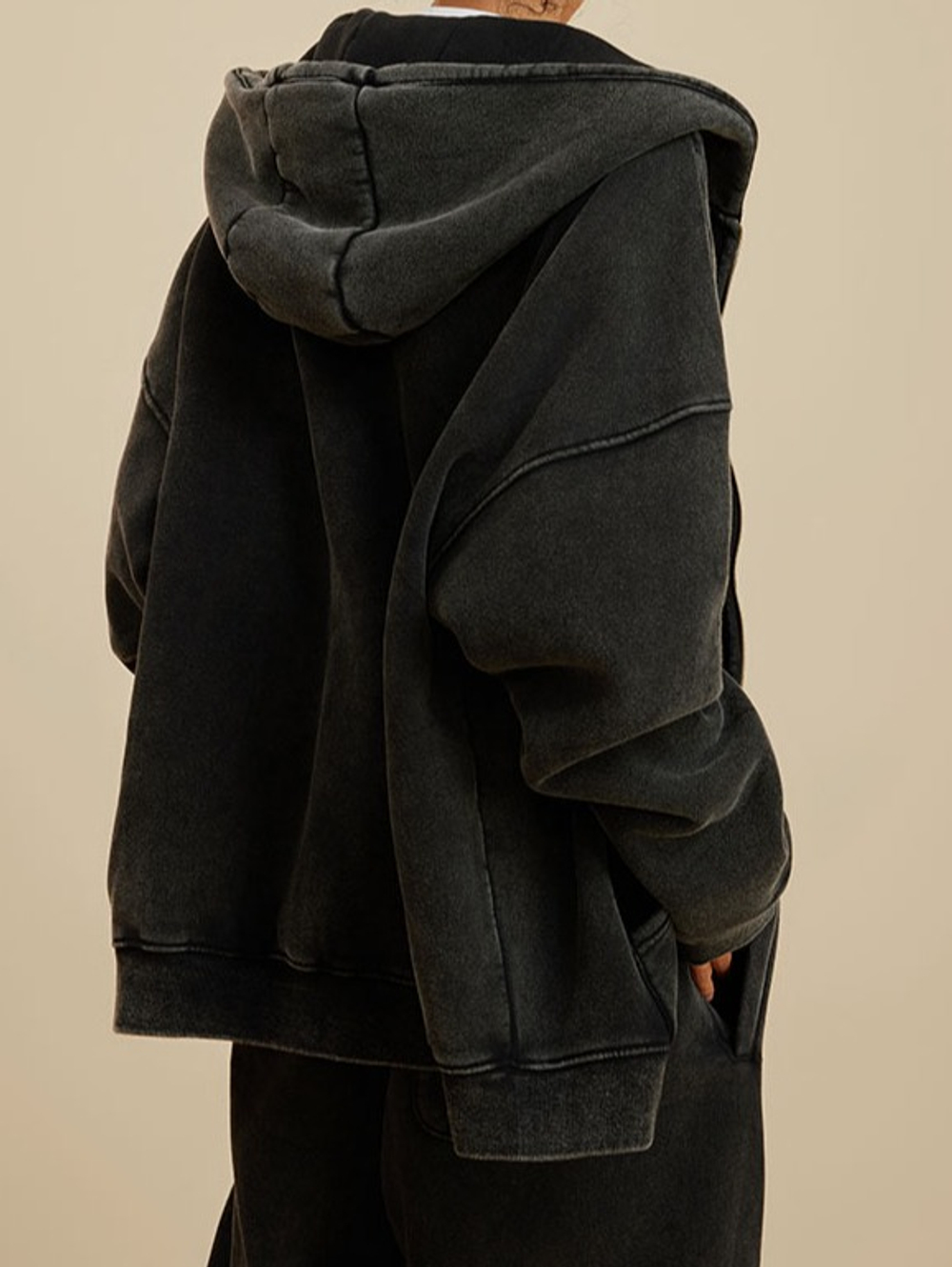 Американский модный брендовый костюм мужской с эффектом потёртости с капюшоном и двойной молнией для мужчин.