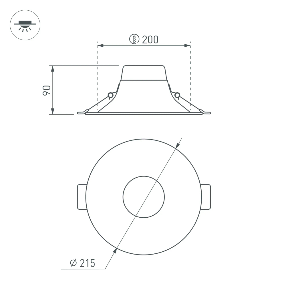 Светильник MS-BLIZZARD-BUILT-R215-20W Warm3000 (BK, 100 deg, 230V) (Arlight, IP20 Металл, 3 года) 036606