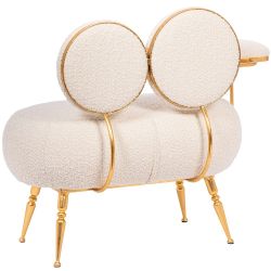 Банкетка Пьяно Золото Букле Белый