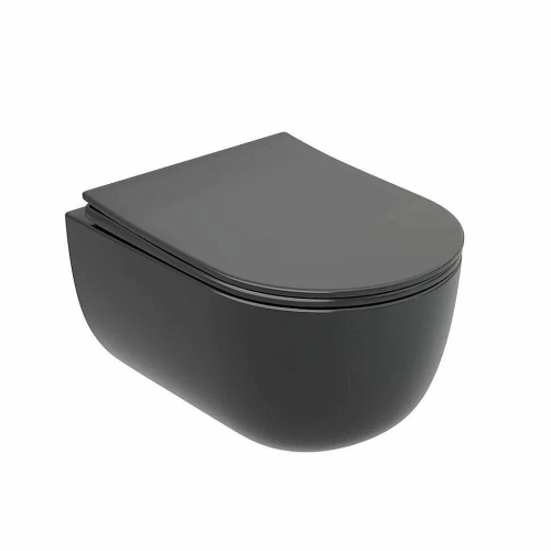 Унитаз подвесной Ceramica Nova Modena CN6063MDH безободковый, с крышкой микролифт, антрацит темный матовый