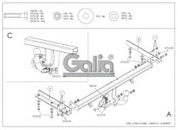 Фаркоп оцинкованный Galia O050A для Opel Astra H универсал 2004-2009(паспорт и сертификат в комплекте)(без электрики)