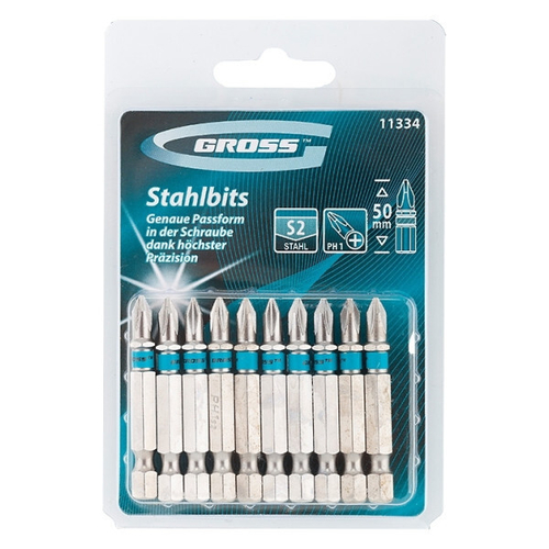 Бита РН1 х 50, сталь S2, 10 шт. Gross, 11334