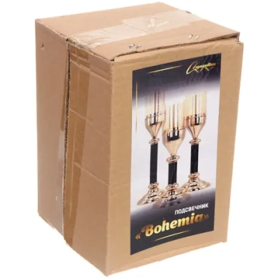 Подсвечник «BOHEMIA» 30*12*12 см, Золото/черный