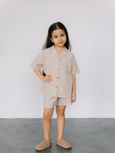 Рубашка и шорты в полоску, Бежевый