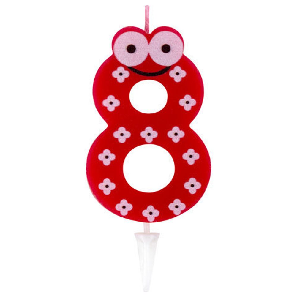 Свеча-цифра для торта "8" "С глазками", 6 см, ЗОЛОТАЯ СКАЗКА, с держателем, в блистере, 591411