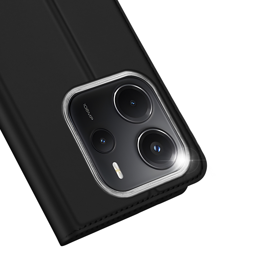 Чехол книжка из PU кожи черного цвета от Dux Ducis для смартфона Xiaomi Redmi Note 14 4G, серия Skin Pro Series Case