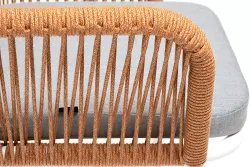 "Лион" стул плетеный из роупа, каркас из стали светло-серый (RAL7035) муар, роуп оранжевый меланж круглый, ткань светло-серая