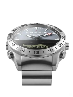 Часы наручные кварцевые NORTH EDGE на металлическом браслете, серебристый W9040-01