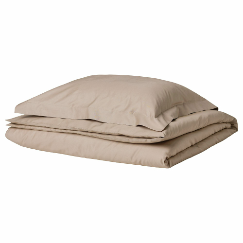Комплект постельного белья IKEA LUKTJASMIN (ЛЮКТЭСМИН), Односпальный, Бежевый, 150x200, 50x80 см