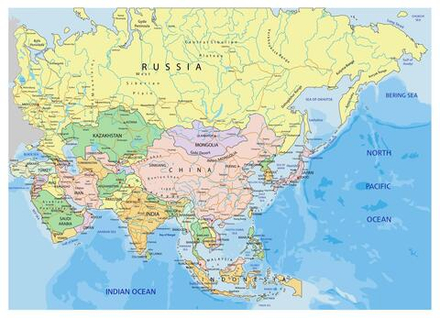 Asia. Colour Political Map  ( 150 х 210 см) англ.яз. 2024 год