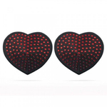 Сатиновые пэстисы на соски в виде сердечек со стразами (многоразовые)