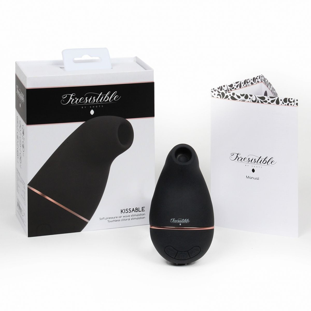 Черный клиторальный вакуум-волновой массажер Irresistible Kissable (Цвет: черный)