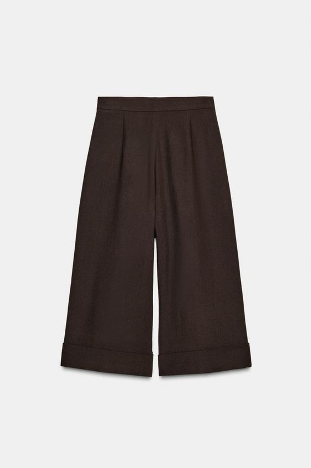 ZARA ДЛИННЫЕ ШОРТЫ С ПУГОВИЦАМИ ИЗ 100% ШЕРСТИ — ZW COLLECTION, ТЕМНО-КОРИЧНЕВЫЙ