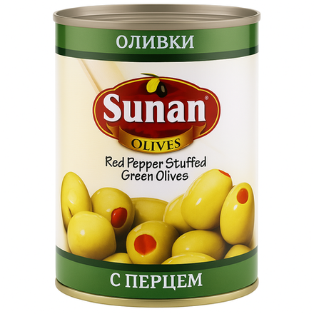 Оливки Sunan с перцем 280 гр