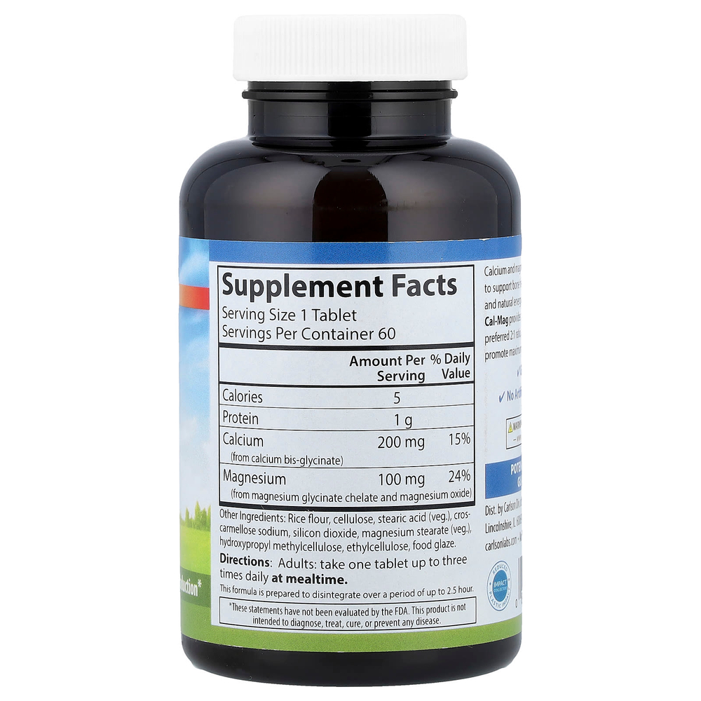 Carlson, Хелатный кальций-маг, 60 таблеток