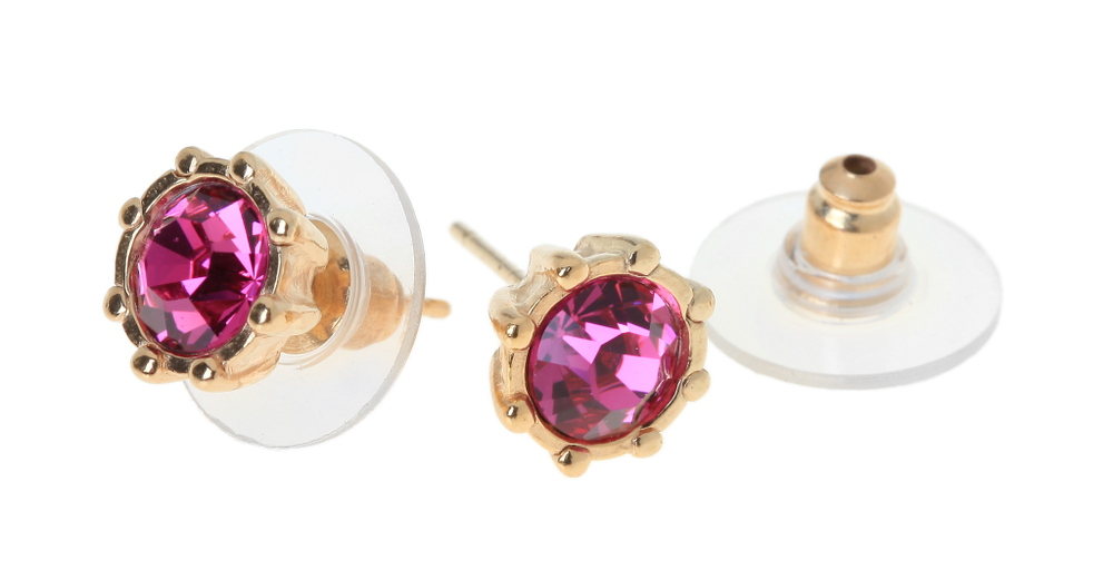 "Манабао" серьги в золотом покрытии из коллекции "Мини" от Jenavi  с замком пусеты