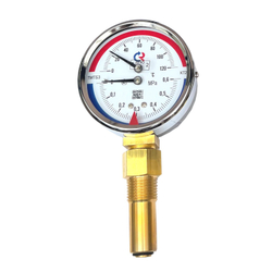 Термоманометр технический биметаллический ТМТБ-31Р.1(0-150С)(0-1,6MPa)G1/2.2,5,L46мм,D80мм