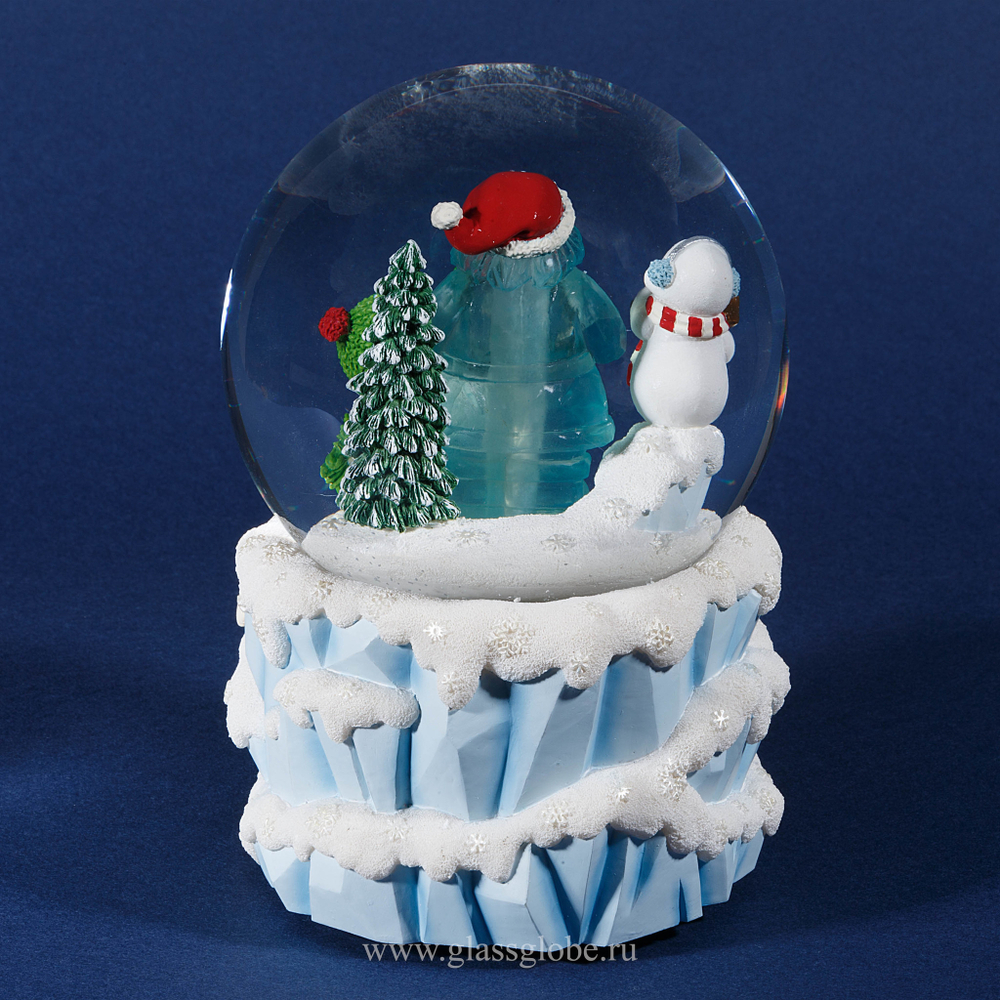 Новогодний стеклянный шар со снегом "Северный полюс"