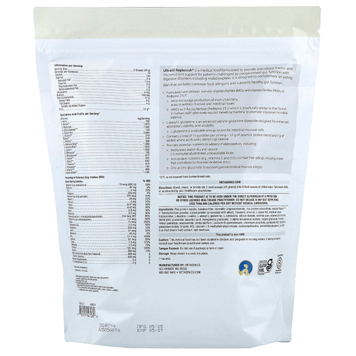 Metagenics, UltraGI Replenish®, полезные продукты, со вкусом шоколада, 630 г (22,22 унции)